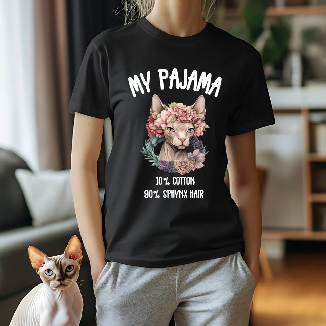 Camiseta Design do Pajama de Sphynx Cat Lover com Coroa Flo (Criador carregado)
