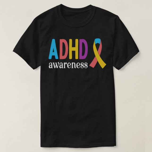 Camiseta DESIGN do presente de consciência ADHD (Frente do Design)