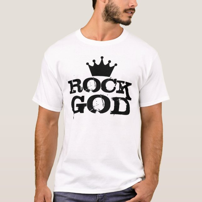 Camiseta design do preto do t-shirt do deus da rocha (Frente)