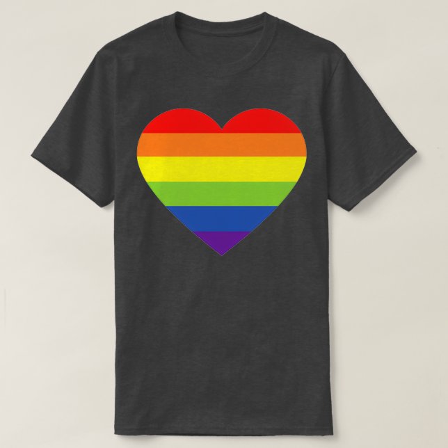 Camiseta Design do Rainbow Heart LGBTQ (Frente do Design)
