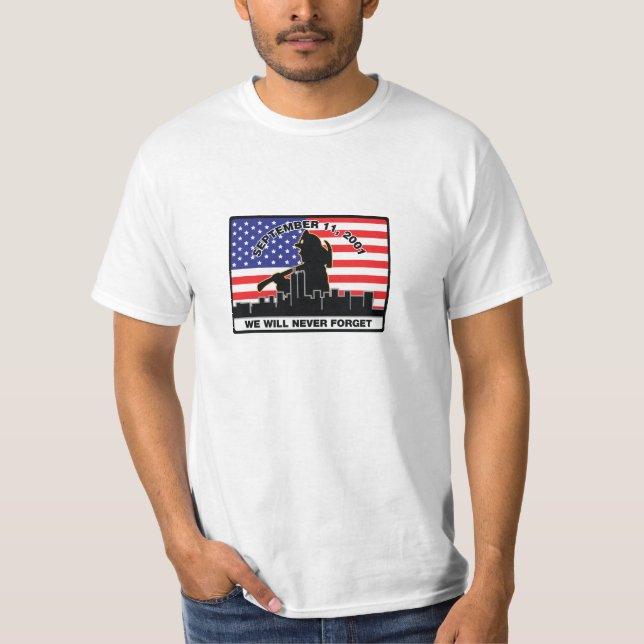 Camiseta Design do sapador-bombeiro do original 9/11 (Frente)