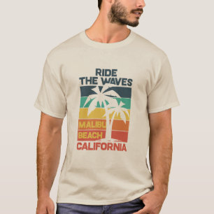 Camiseta Design do surf do vintage da praia de Malibu