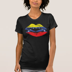 Camiseta Design do tshirt dos lábios de Venezuela para