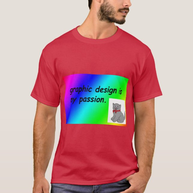 Camiseta design é minha paixão arco-íris comic sans present (Frente)
