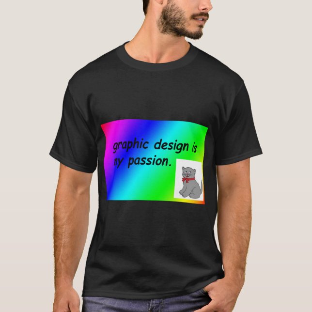Camiseta design é minha paixão arco-íris comic sans present (Frente)