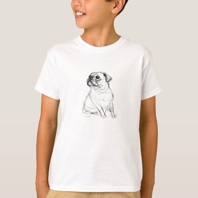 Camiseta Design Elegante de Pug Adorável (Frente)