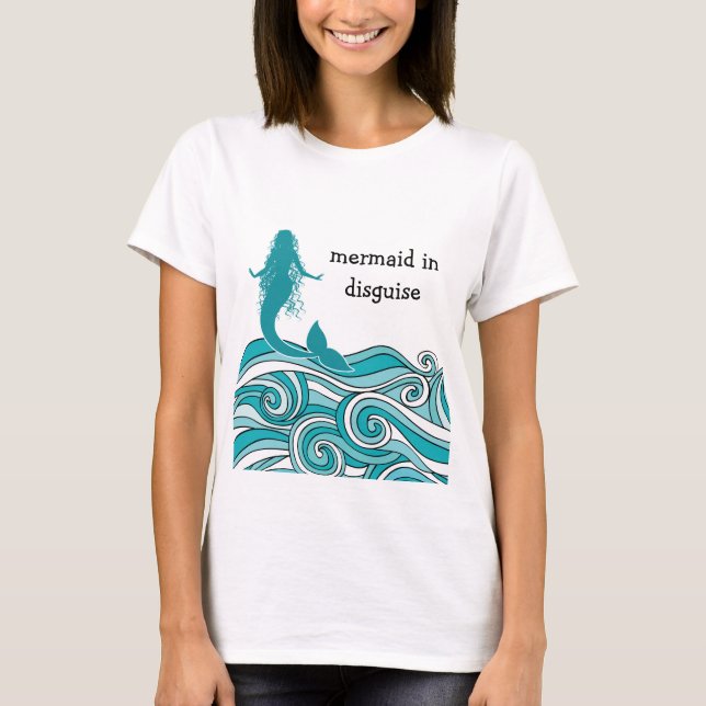 Camiseta Design engraçado da sereia da praia (Frente)