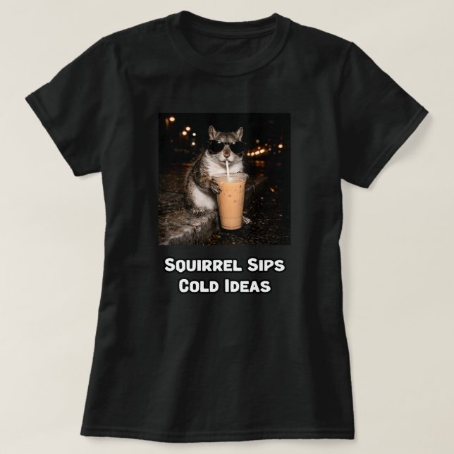 Camiseta Design Engraçado de Animal Esquilo Bebe Ideias Fri (Frente do Design)
