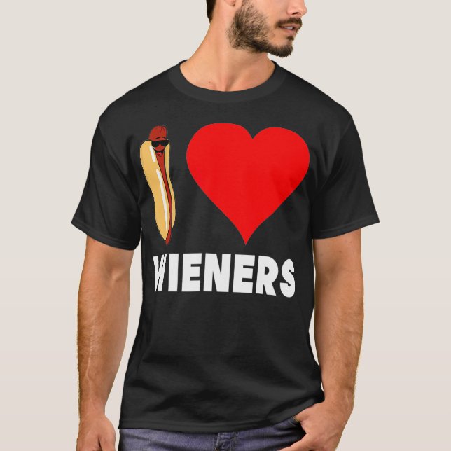 Camiseta Design Engraçado de Cachorro Quente Eu Amo CHURRAS (Frente)