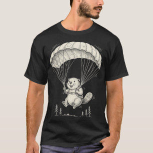 Camiseta Design Engraçado de Castor de Paraquedismo Castor