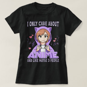 Camiseta Design Engraçado de Garota Gamer de Anime