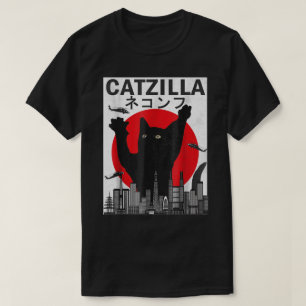 Camiseta Design Engraçado de Gato Gigante em Tóquio