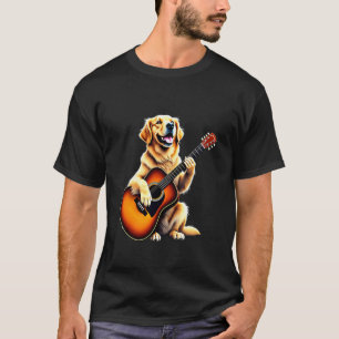 Camiseta Design engraçado de Golden Retriever tocando guita