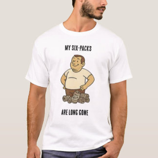 Camiseta Design Engraçado De Pai - "Meus Seis Pacotes Já Fo