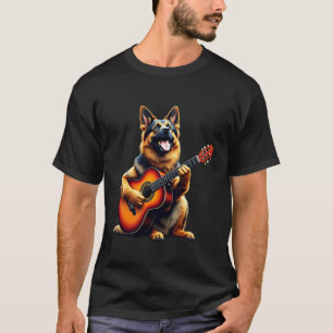 Camiseta Design engraçado de pastor alemão tocando violão p