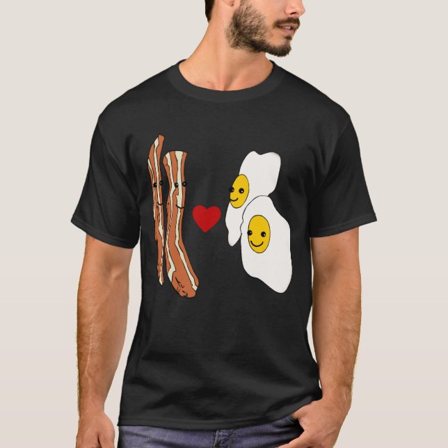 Camiseta Design engraçado do bacon dos ovos dos amores do (Frente)