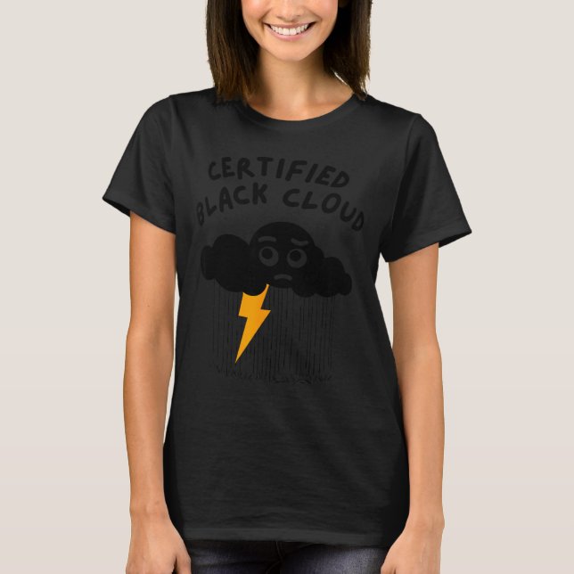 Camiseta Design Engraçado Nuvem Preta Certificada (Frente)