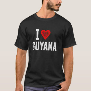 Camiseta Design engraçado Retro I Love Guyana com um Coraçã