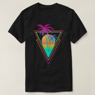 Camiseta Design Estético da Palmeira do Pôr do Sol Retrô