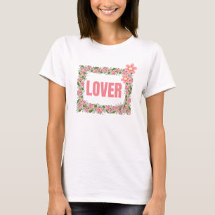Camiseta Design Estético de Amante de Floral Rosa Fofo e