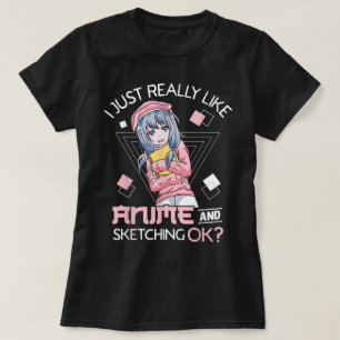 Camiseta Design Estético de Artista de Anime Fofo
