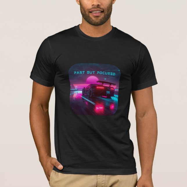 Camiseta Design Estético de Velocidade Retro Synthwave (Frente)