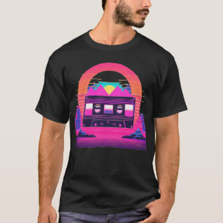 Camiseta Design estético Vaporwave com fita cassete