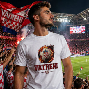 Camiseta Design Fã de Futebol Vatreni Croácia Fogo