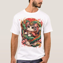 Camiseta Design Fantasia de Dragão Gato Asiático Mitológico