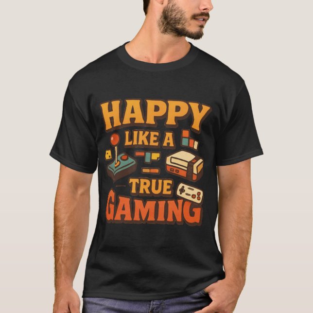 Camiseta Design Feliz de Verdadeiro Jogo Retro (Frente)