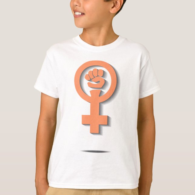 Camiseta Design feminista alaranjado do sinal do espelho do (Frente)