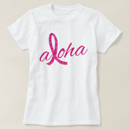 Camiseta Design Fita Rosa Espírito Aloha para Câncer de Mam