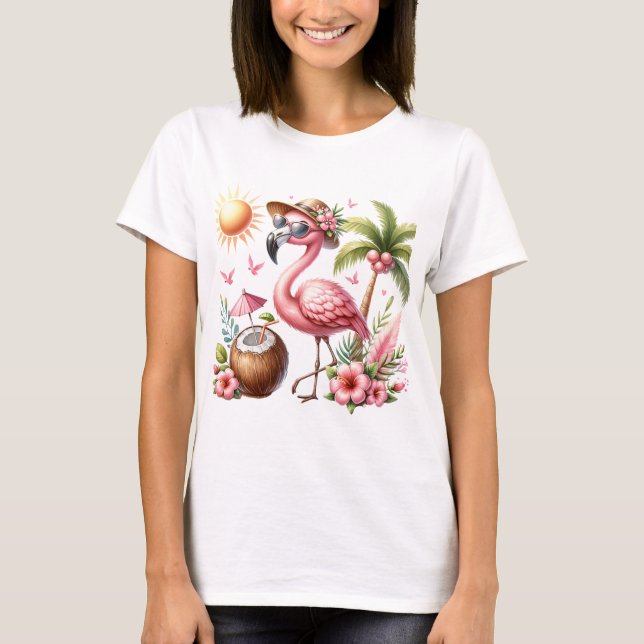 Camiseta Design Flamingo Rosa, Roupa (Frente)