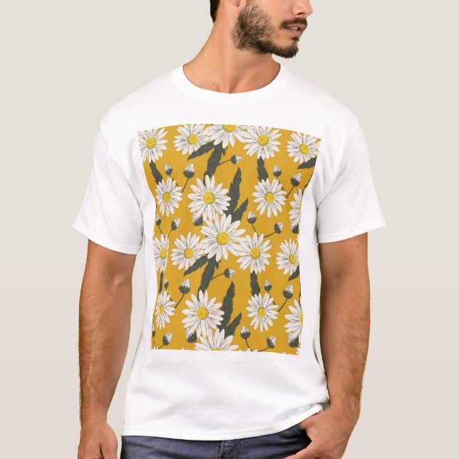 Camiseta Design floral do cachecol, fundo vintage. (Frente)