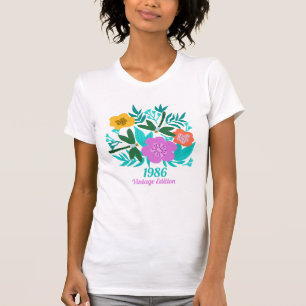 Camiseta design floral elegante de 40 anos - ano personaliz