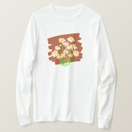 Camiseta Design floral russo sobre fundo castanho