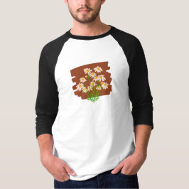 Camiseta Design floral russo sobre fundo castanho