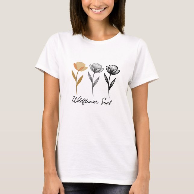 Camiseta Design floral selvagem moderno (Frente)