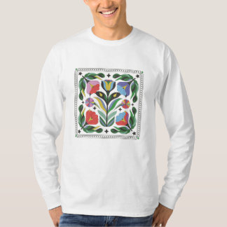 Camiseta Design Floral Vibrante - Flores e Folhas Coloridas