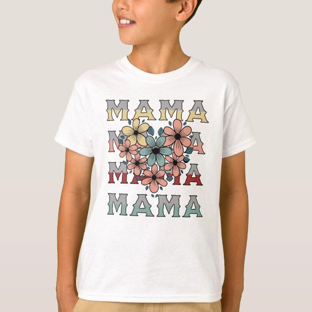 Camiseta Design Floral Vintage de Mamãe (Frente)