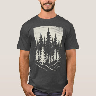 Camiseta Design Floresta de Pinheiros ao Ar Livre