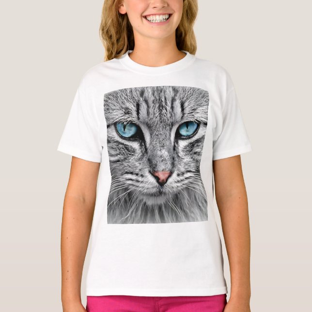 Camiseta Design Fractal do rosto de gato (Frente)