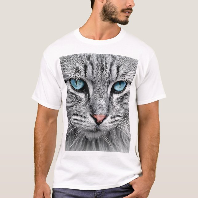 Camiseta Design Fractal do rosto de gato (Frente)