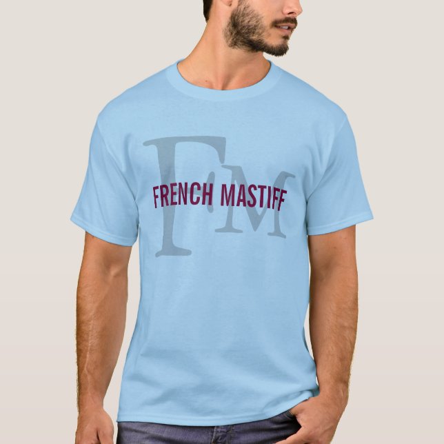 Camiseta Design francês do monograma da raça do Mastiff (Frente)