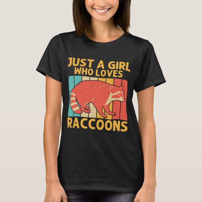 Camiseta Design Funny Raccoon Para Meninas Crianças Raccoon (Frente)
