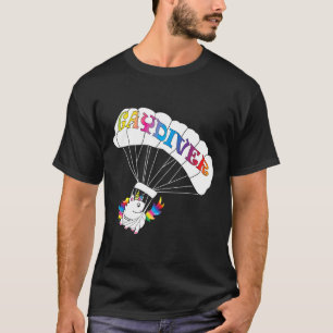 Camiseta Design Gay de Paracaidismo Unicórnio Voador Engraç