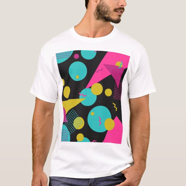 Camiseta Design Geométrica de Memphis dos anos 80 (Frente)