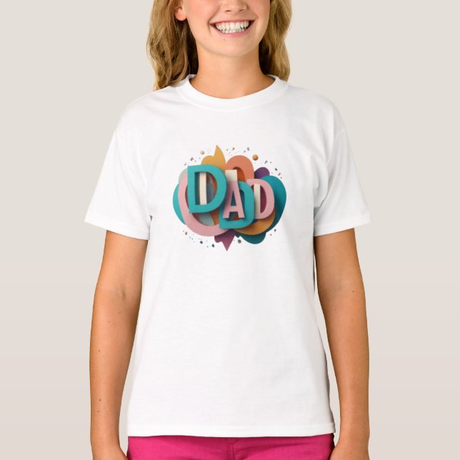 Camiseta Design Gráfico 3D colorido "PAI" | Feminino (Frente)