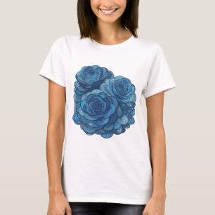 Camiseta Design Gráfico BLUE ROSES Azul Atraente