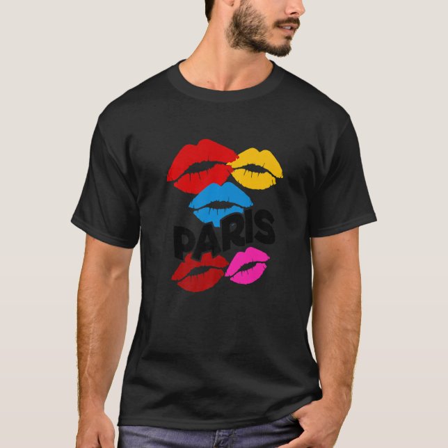 Camiseta Design Gráfico C de Lábios de Kisses Franceses Col (Frente)